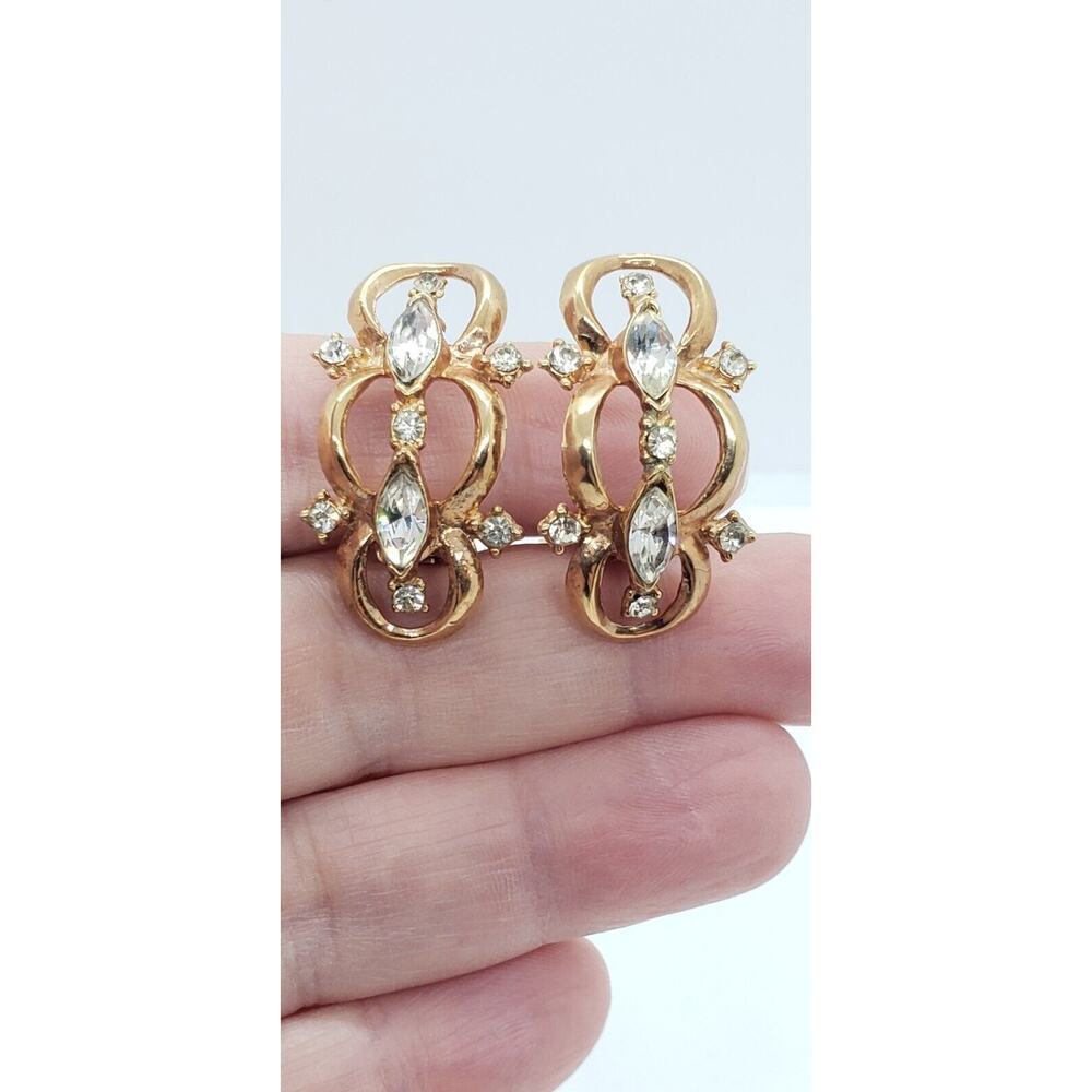 Vintage Gold Necklace Choker Earrings Rhinestone Set Palomar Jewels NOS in Box - Picture 10 of 12